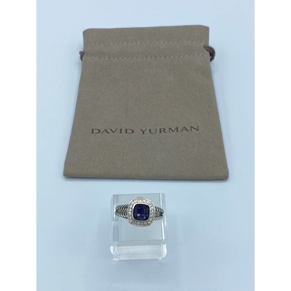 David Yurman Petite Albion Ring With Amethyst and Diamonds Size